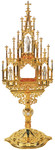 24K Gold-Plated Gothic Eucharistic Monstrance with Silver Statues – 23" H