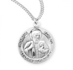 Sterling Silver Large Round St. Jude Medal - 20" Chain