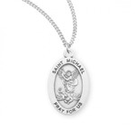 Sterling Silver Oval St. Michael Medal - 18" Chain