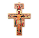Gold-Stamped Wooden San Damiano Wall Cross - 5" 