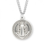 Sterling Silver Round St. Benedict Jubilee Medal - 24" Chain
