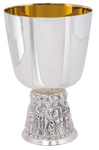 Brite-Star Silver-Plated Chalice with Apostles Relief Base and Bowl Paten 