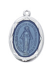 Oval Miraculous Medal with Blue Enamel 