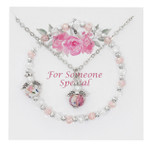 Pearls and Crystals Angel Pendant and Bracelet Set