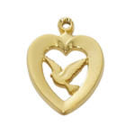 Gold-Plated Holy Spirit in Heart Pendant