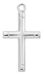Sterling Silver Cross Pendant with Polished Tips - 24" Chain