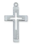 Sterling Silver Brushed Cut Out Cross Pendant - 18" Chain