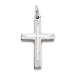 Sterling Silver Etched Cross Pendant - 18" Chain