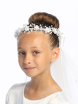 Communion Headpiece - Veil with Corded Flowers