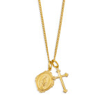 Gold-over Sterling Silver Miraculous Medal with Cross Pendant - 16" Chain 