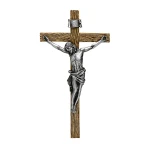 Resin Stone Mix Crucifix with Silver Corpus