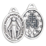 Miraculous Medal Oval Antiqued Silver Oxidized Medal