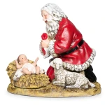Kneeling Santa with Baby Jesus - 8"