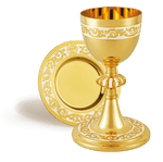 24K Gold-Plated Decorative Enamel Chalice & Paten and Matching Ciborium 