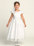 Communion Dress - Satin Bodice with Embroidered Tulle Skirt 