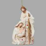 Holy Family Christmas Ornament with Poinsettia Detail