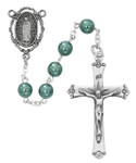 7MM Our Lady of Guadalupe Teal Pearl Glass Bead Rosary 