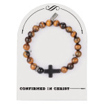 “Confirmed in Christ” Tiger Eye Gemstone Stretch Bracelet