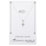 Sterling Silver Cross Necklace with Cubic Zirconia