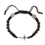 Black St. Benedict Rosary Corded Adjustable Bracelet