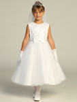 Communion Dress - Embroidered Tulle Bodice with Sequins 