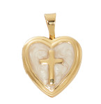 Gold over Sterling Silver Cross Heart Locket with Adjustable Chain