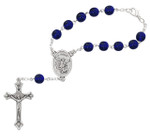 Blue Glass Bead St. Michael One-Decade Auto Rosary