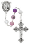 Purple Crackle Bead Rosary with Crystal Our Father Beads