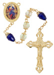 Our Lady Undeor of Knots Double Capped Crystal Rosary with Blue Crystal Our Father Beads 