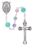 Pink & Blue Glass Bead Rosary 