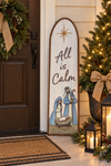 "All Is Calm" Holy Family Christmas Porch Sign – 36"