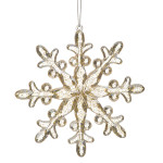 Clear & Gold Glitter Snowflake Ornament 