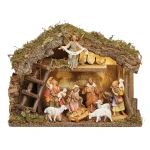 Fontanini 9-Piece Nativity Set with Lighted Loft Italian Stable – 5" Scale