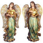 Love & Peace Angel Figurines with Metal Wings – Set of 2