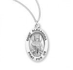 Patron Saint of Humanity ~ Sterling silver 7/8" oval medal with a 18" genuine rhodium plated chain. Medal comes in a deluxe velour gift box. Engraving option available.