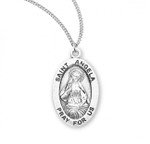 Sterling Silver Oval St. Angela Medal - 18" Chain