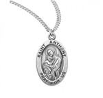Sterling Silver Oval St. Anthony Medal - 20" Chain