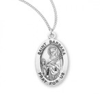 Sterling Silver Oval St. Barbara Medal - 18" Chain