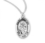 Sterling Silver Oval St. Bernard Medal - 20" Chain