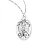 Sterling Silver Oval St. Elizabeth Medal - 18" Chain