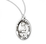 Sterling Silver Oval St. Elizabeth Ann Seton Medal - 18" Chain