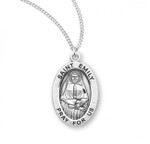 Sterling Silver Oval St. Emily Medal - 18" Chain