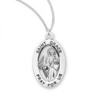 Sterling Silver Oval St. Grace Medal - 18" Chain