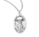 Sterling Silver Oval St. Gregory Medal - 20" Chain