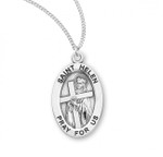 Sterling Silver Oval St. Helen Medal - 18" Chain