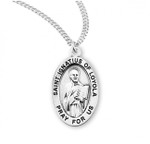 Sterling Silver Oval St. Ignatius of Loyola Medal - 20" Chain