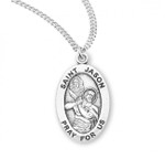 Sterling Silver Oval St. Jason Medal - 20" Chain