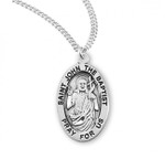Sterling Silver Oval St. John the Baptist Medal - 20" Chain