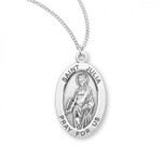 Sterling Silver Oval St. Julia Medal - 20" Chain
