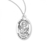 Sterling Silver Oval St. Lucy Medal - 18" Chain